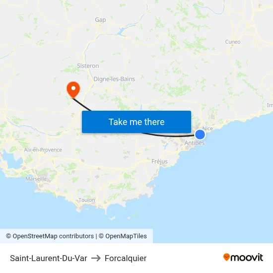 Saint-Laurent-Du-Var to Forcalquier map