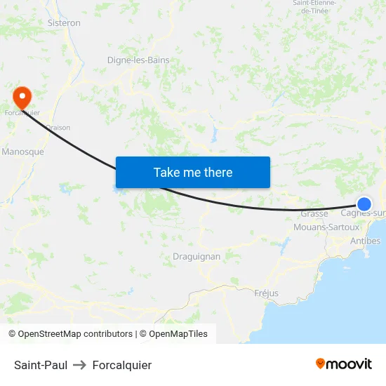 Saint-Paul to Forcalquier map