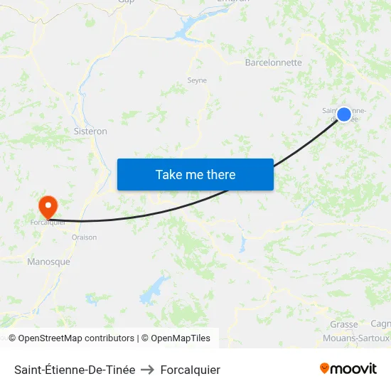 Saint-Étienne-De-Tinée to Forcalquier map
