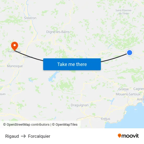 Rigaud to Forcalquier map
