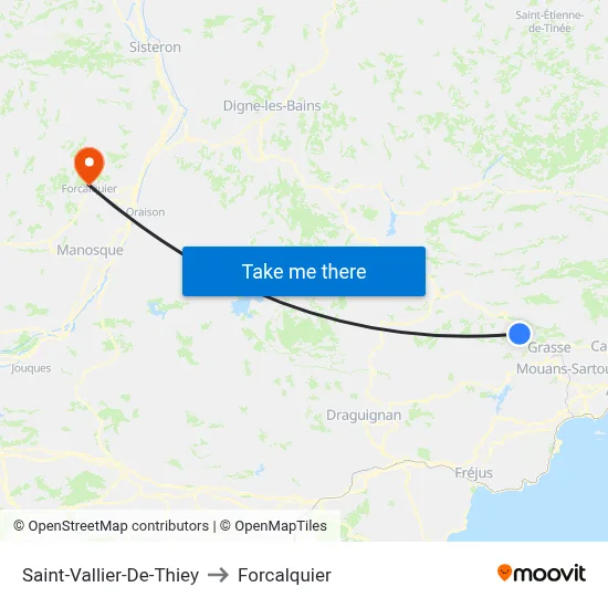 Saint-Vallier-De-Thiey to Forcalquier map