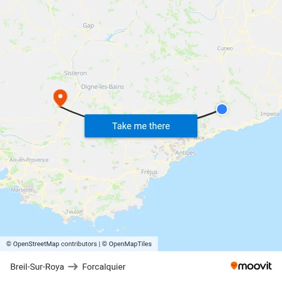 Breil-Sur-Roya to Forcalquier map