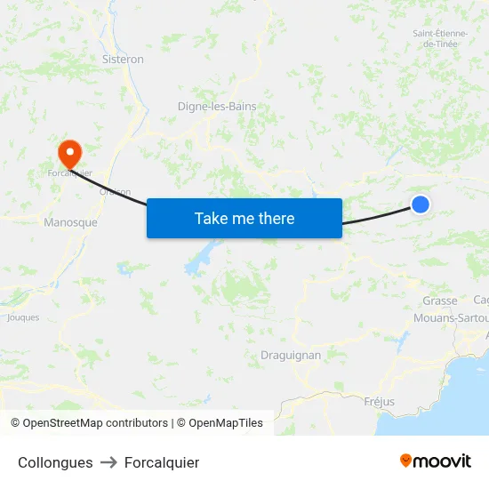 Collongues to Forcalquier map