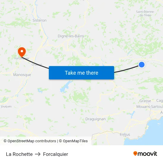 La Rochette to Forcalquier map