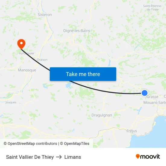 Saint Vallier De Thiey to Limans map
