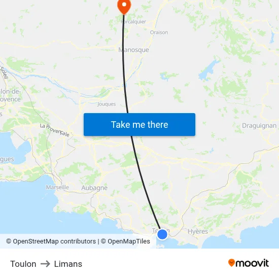 Toulon to Limans map