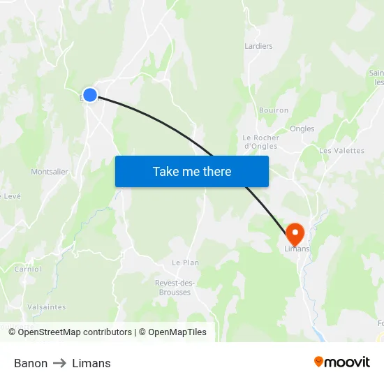 Banon to Limans map