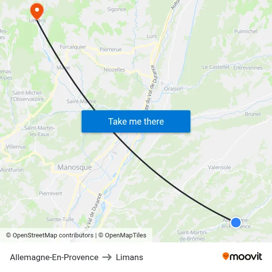 Allemagne-En-Provence to Limans map