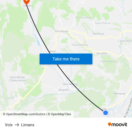 Volx to Limans map