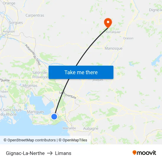 Gignac-La-Nerthe to Limans map