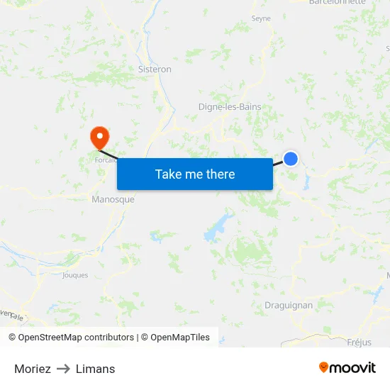 Moriez to Limans map
