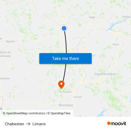 Chabestan to Limans map