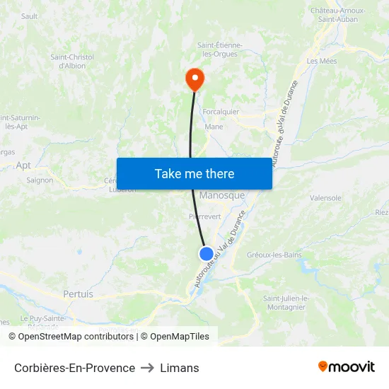 Corbières-En-Provence to Limans map