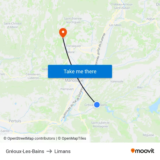 Gréoux-Les-Bains to Limans map