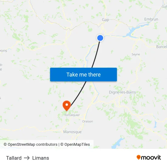Tallard to Limans map