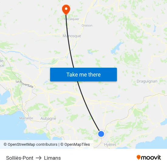 Solliès-Pont to Limans map