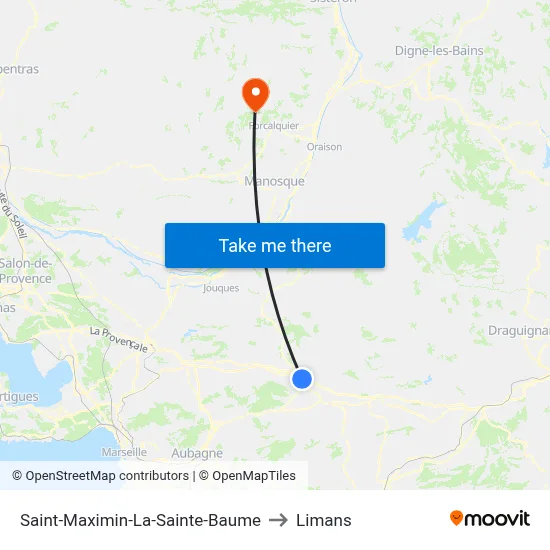 Saint-Maximin-La-Sainte-Baume to Limans map