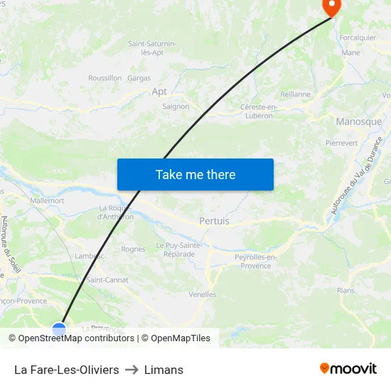 La Fare-Les-Oliviers to Limans map
