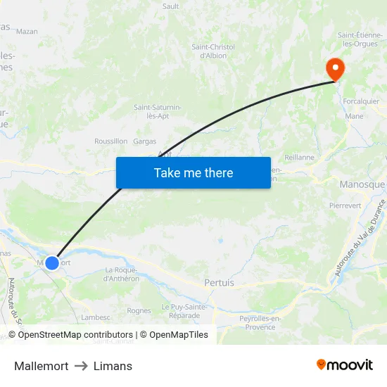 Mallemort to Limans map