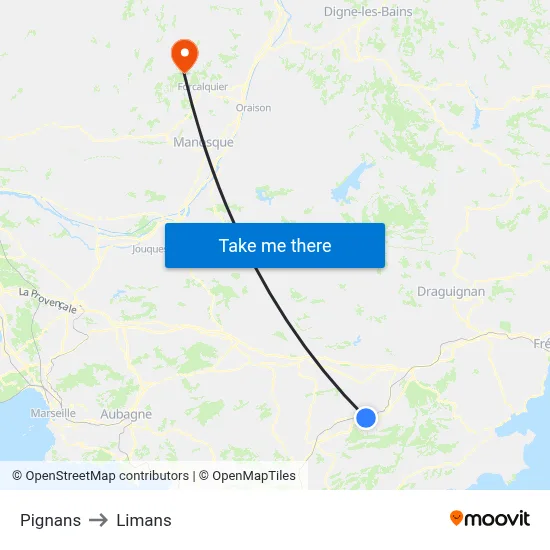 Pignans to Limans map