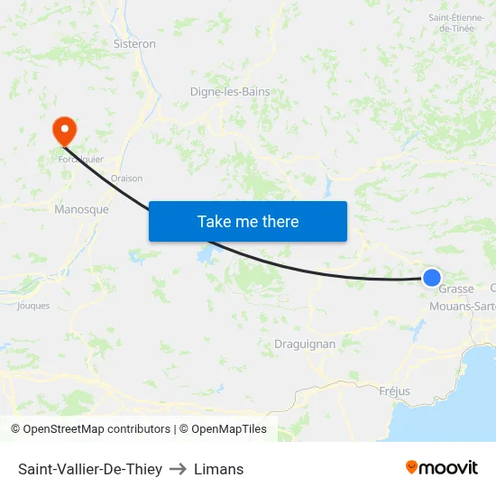 Saint-Vallier-De-Thiey to Limans map