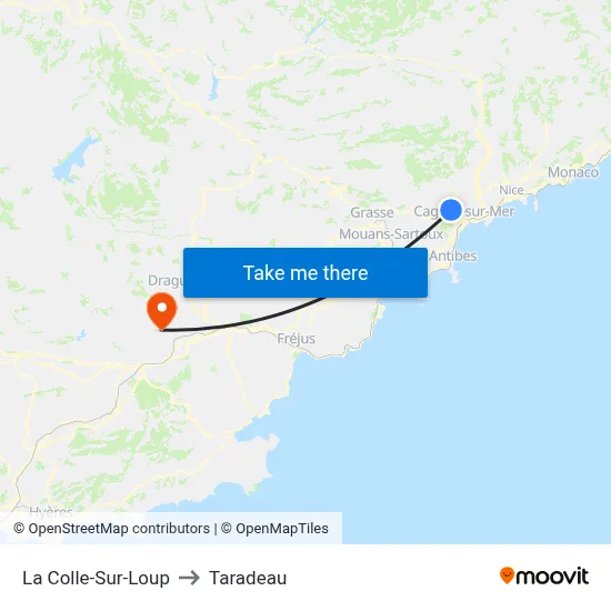 La Colle-Sur-Loup to Taradeau map