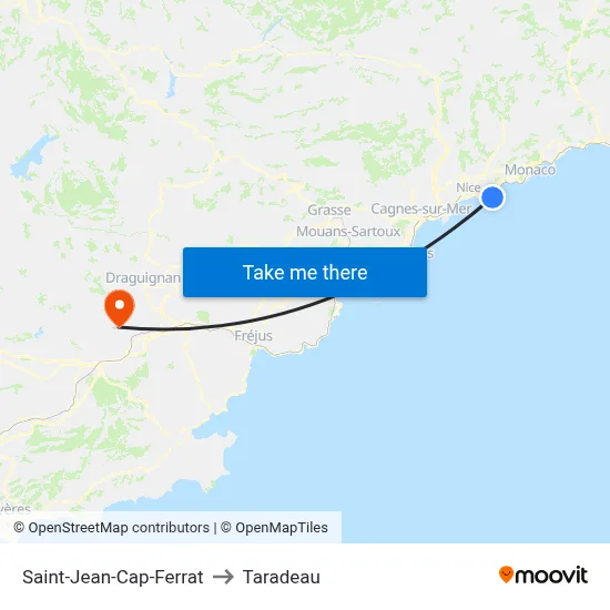Saint-Jean-Cap-Ferrat to Taradeau map