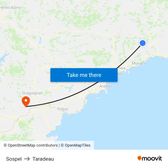 Sospel to Taradeau map