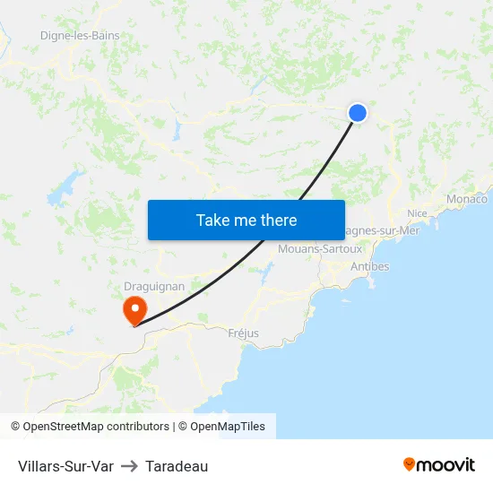 Villars-Sur-Var to Taradeau map