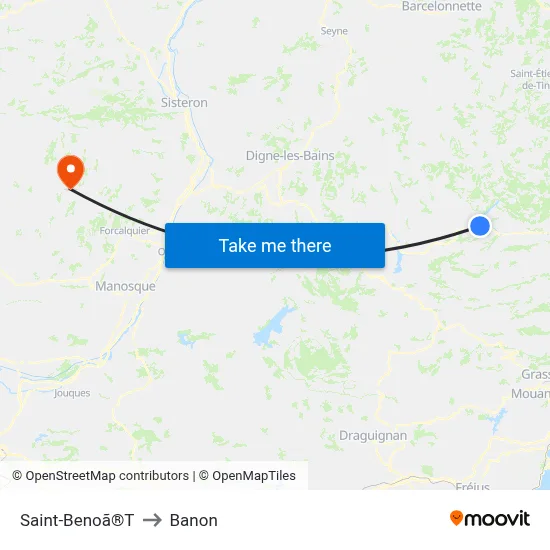 Saint-Benoã®T to Banon map