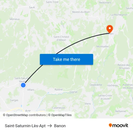 Saint-Saturnin-Lès-Apt to Banon map