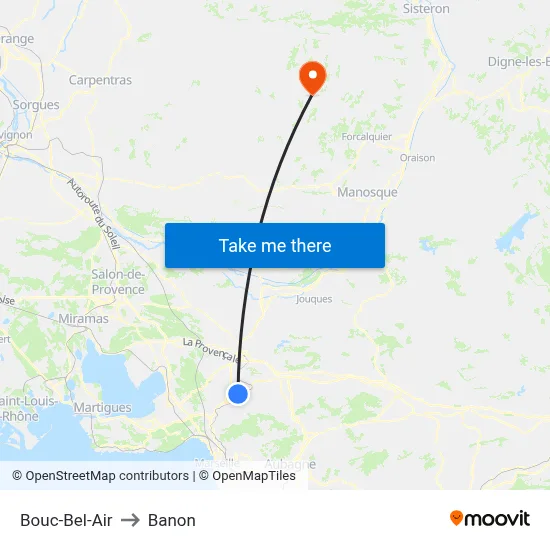 Bouc-Bel-Air to Banon map