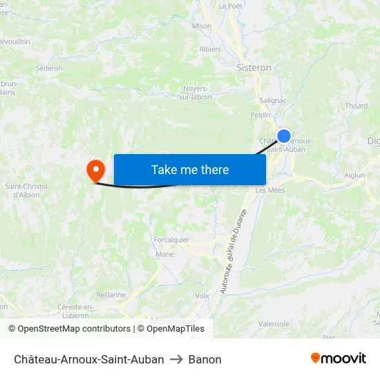 Château-Arnoux-Saint-Auban to Banon map