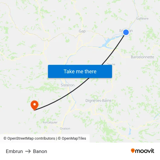 Embrun to Banon map