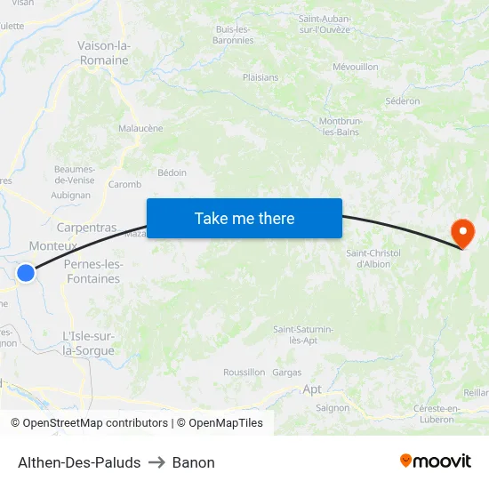 Althen-Des-Paluds to Banon map