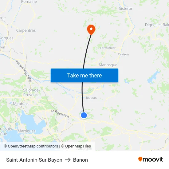 Saint-Antonin-Sur-Bayon to Banon map
