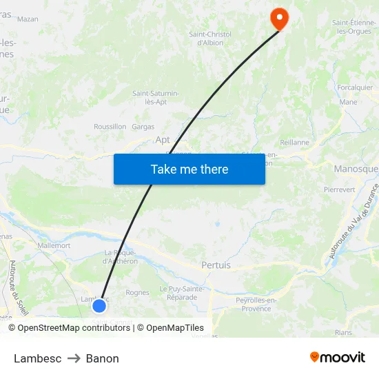 Lambesc to Banon map