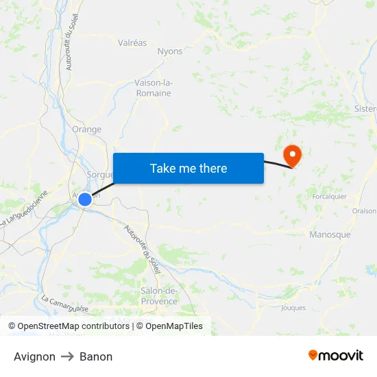 Avignon to Banon map