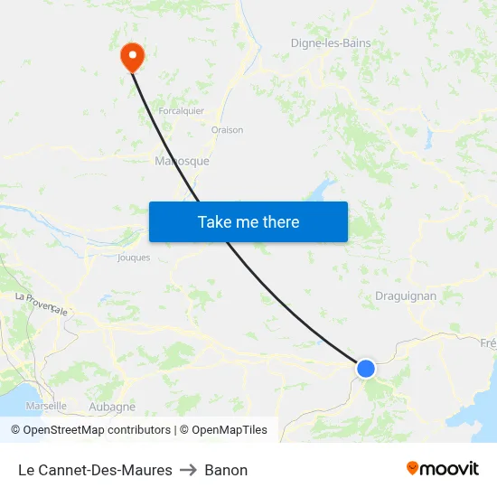 Le Cannet-Des-Maures to Banon map