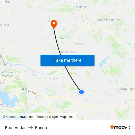 Brue-Auriac to Banon map