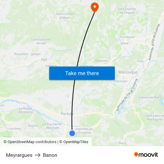 Meyrargues to Banon map