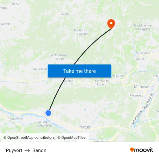 Puyvert to Banon map