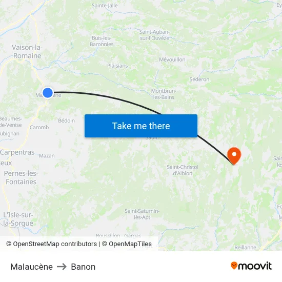Malaucène to Banon map