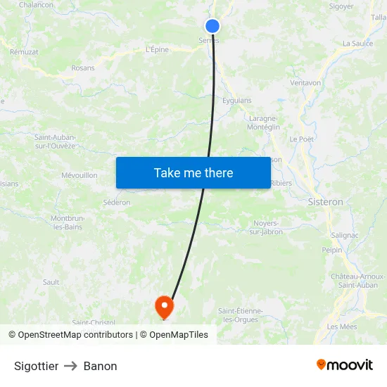 Sigottier to Banon map