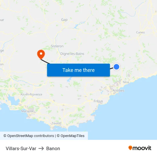 Villars-Sur-Var to Banon map