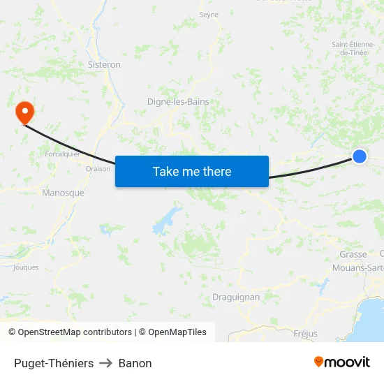 Puget-Théniers to Banon map