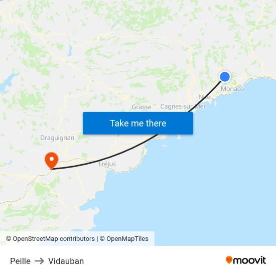 Peille to Vidauban map