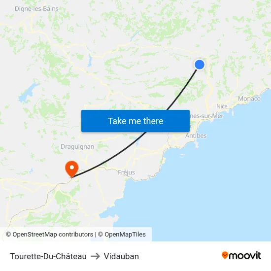 Tourette-Du-Château to Vidauban map