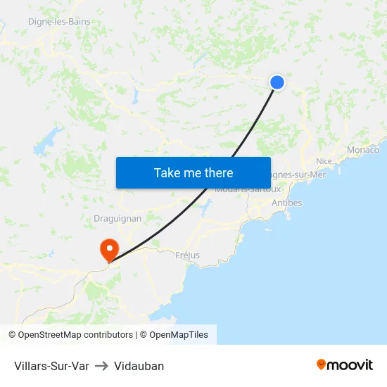 Villars-Sur-Var to Vidauban map
