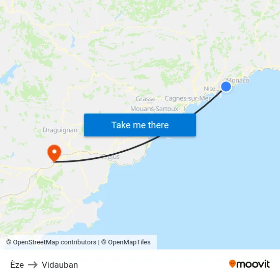 Èze to Vidauban map